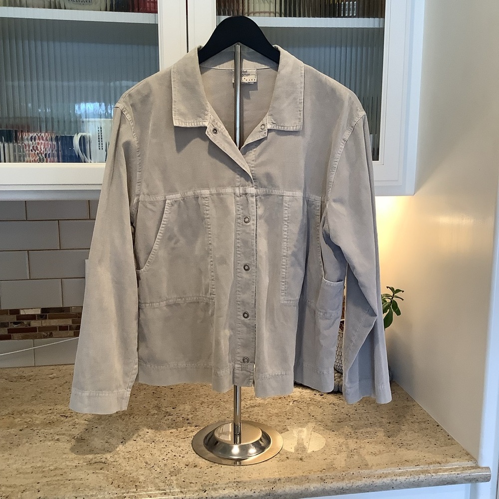 Hot Cotton by Marc Ware Lightweight Corduroy Tan/Gray Utility Jacket Size Medium